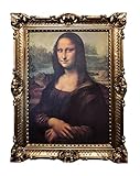 Made in Italy Mona Lisa Bild mit Barock Rahmen Wandbild von Leonardo da Vinci 70x90cm Kunstdrucke Gemälde Retro Repro Antik für Home Büro Praxis Café