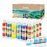 Artecho Acrylfarben Set 24x59 ml, Acrylic Paint Set, Wasserfest und Lichtecht, ideal für Leinwand, Stoff, Holz, Steine, Glas.