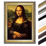Bild mit Rahmen - Leonardo da Vinci Mona Lisa 40x50 cm - Gerahmtes Leinwandbild Alte Meister - Antiker Rahmen Gold Barock, Klassisch