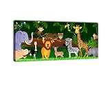 wandmotiv24 Leinwandbild Panorama Nr. 66 Animals 100x40cm, Bild auf Leinwand, Kunstdruck Kinder Tiere Dschungel