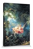 1art1 Jean-Honoré Fragonard Poster Die Glücklichen Zufälle Der Schaukel, 1767 Bilder Leinwand-Bild Auf Keilrahmen | XXL-Wandbild Poster Kunstdruck Als Leinwandbild 120x80 cm