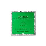Arches 1711601 Aquarell Block, 20 Blatt Aquarellpapier in Naturweiß, 300g/m², hohe Farbechtheit, Alterungsbeständigkeit, Feinkorn, 31 x 31cm