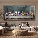 MuchoWow Leinwand Bilder, Einzigartige Wanddeko mit Rahmen, Das letzte Abendmahl - Leonardo da Vinci, Wandbilder Wohnzimmer, Deko Schlafzimmer 160x80 cm