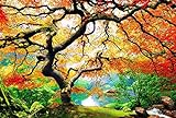 Picma nachtleuchtend Wandbild XXL Wanddeko Leinwandbild Baum Ahorn im Herbst, Kunstdruck Fluoreszierendes Wald Bild