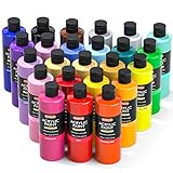 Shuttle Art Acrylfarben Set, 24 Acryl Farben in Flaschen (je 250ml, 8,45oz), hochpigmentierte Acrylic Paint, Acrylfarbe wasserfest für Künstler, Erwachsene auf Steine, Leinwand, Holz geeignet