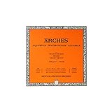 Arches 1711609 Aquarell Block, 20 Blatt Aquarellpapier in Naturweiß, 300g/m², hohe Farbechtheit, Alterungsbeständigkeit, Grobkorn, 31 x 31cm