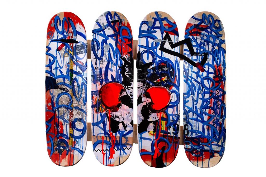 the King, J.M. Basquiat – auf Skateboard Decks, miNo-ART