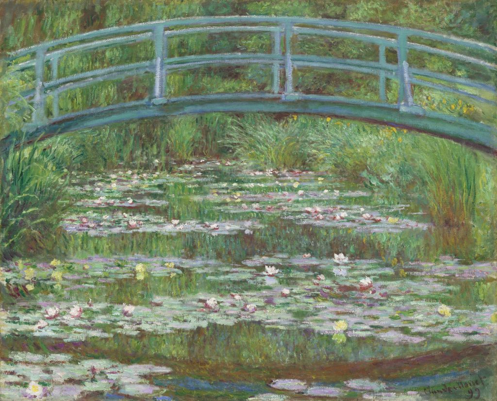 Claude Monet, Die japanische Brücke: grüne Holzbrücke über dem Seerosenteich in Giverny