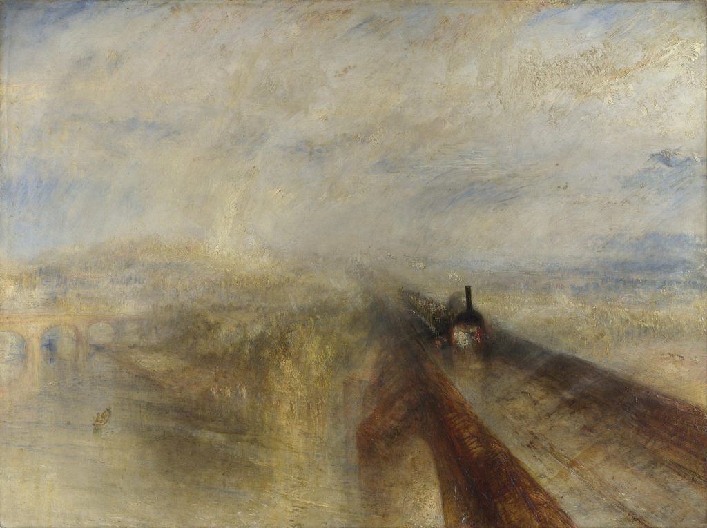 William Turner, Regen, Dampf und Geschwindigkeit: Dampflok auf einer Brücke im Regendunst